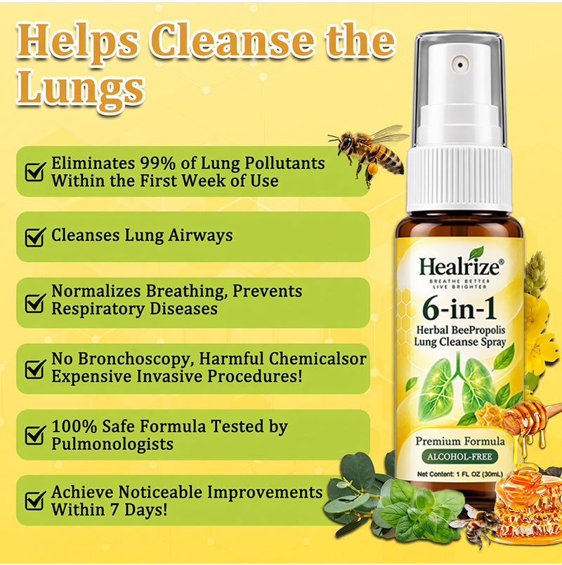 🫁✅🐝🇦🇺 Official Store:Healrize® 6-in-1 Herbal BeePropolis Lung Cleanse Spray（👨‍⚕️Directly acts on COPD, asthma, chronic bronchitis (CB), respiratory infections, lung cancer, sinusitis, and other conditions🫁)