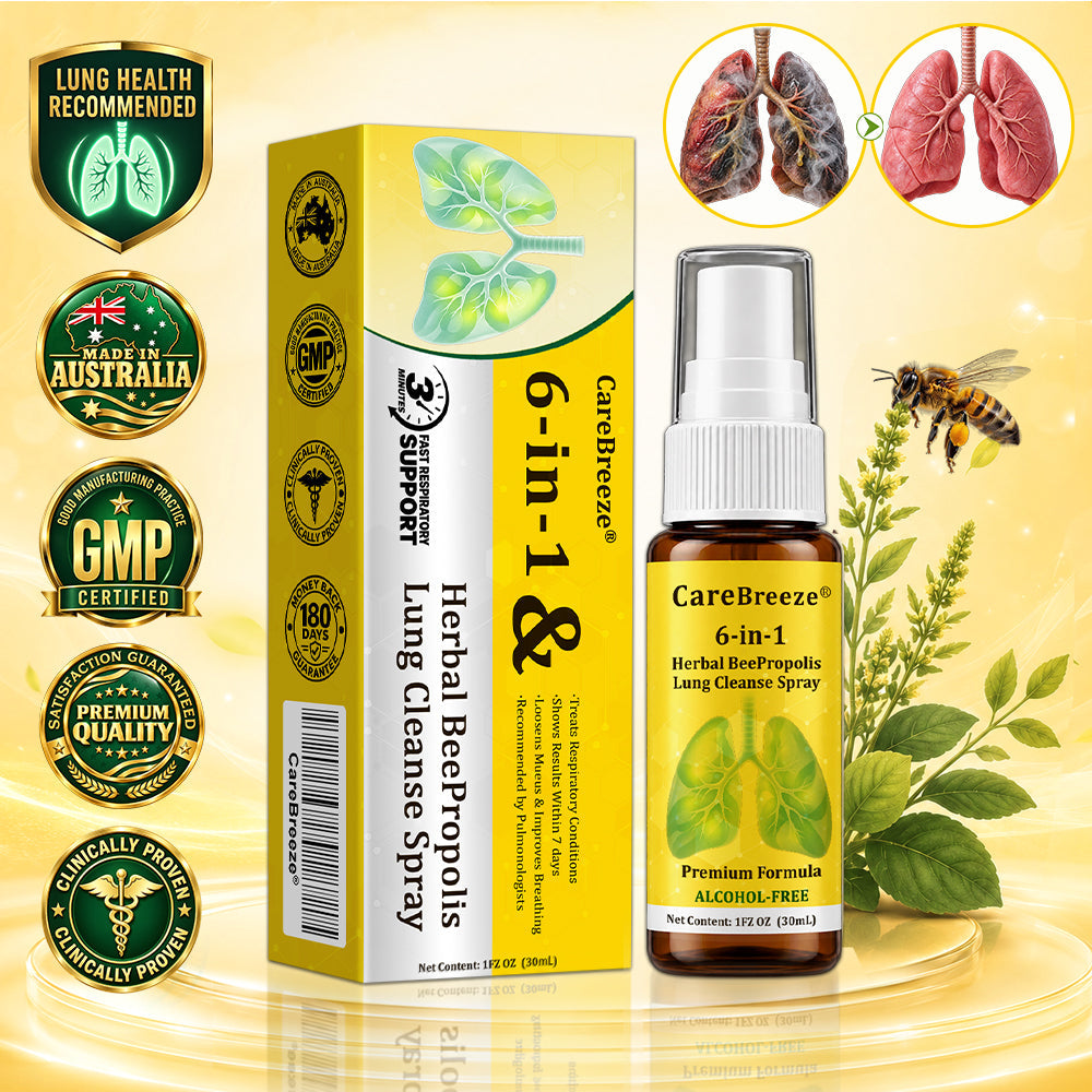🫁✅🐝🇦🇺 Official Store:Healrize® 6-in-1 Herbal BeePropolis Lung Cleanse Spray（👨‍⚕️Directly acts on COPD, asthma, chronic bronchitis (CB), respiratory infections, lung cancer, sinusitis, and other conditions🫁)