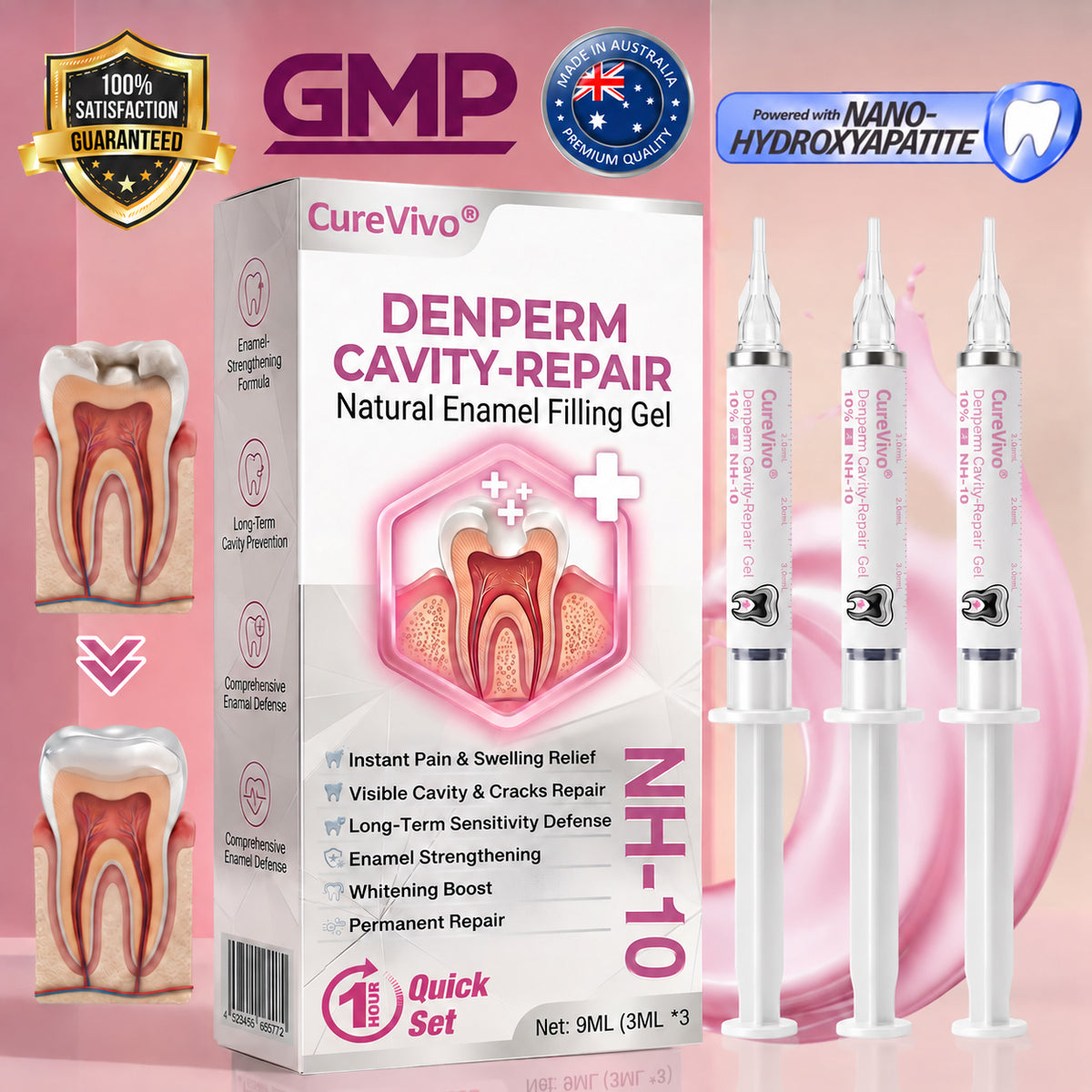 🇦🇺CureVivo® DenPerm Cavity-Repair Natural Enamel Filling Gel