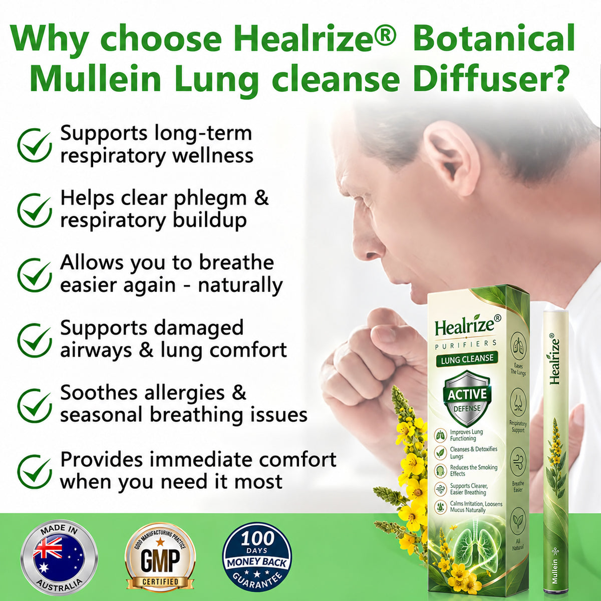 𝐀𝐔 𝐎𝐰𝐧𝐞𝐝 𝐚𝐧𝐝 𝐎𝐩𝐞𝐫𝐚𝐭𝐞𝐝✅ 𝐇𝐞𝐚𝐥𝐫𝐢𝐳𝐞® 𝐁𝐨𝐭𝐚𝐧𝐢𝐜𝐚𝐥 𝐌𝐮𝐥𝐥𝐞𝐢𝐧 𝐋𝐮𝐧𝐠 𝐂𝐥𝐞𝐚𝐧𝐬𝐞 𝐃𝐢𝐟𝐟𝐮𝐬𝐞𝐫(🫁Cough, Pharyngitis, shortness of breath, sputum, stuffy nose, bronchitis, bronchitis, allergy symptoms, lung discomfort)5🔥