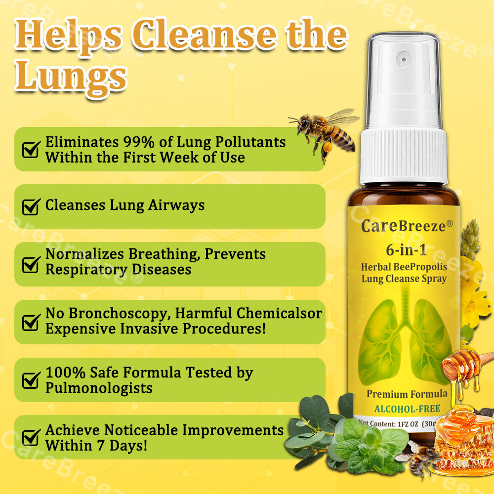 🫁✅🐝🇦🇺 Official Store:Healrize® 6-in-1 Herbal BeePropolis Lung Cleanse Spray（👨‍⚕️Directly acts on COPD, asthma, chronic bronchitis (CB), respiratory infections, lung cancer, sinusitis, and other conditions🫁)