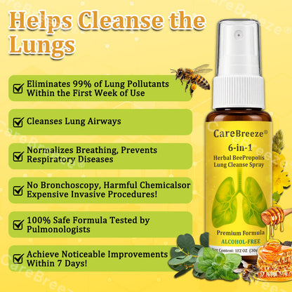 🫁✅🐝🇦🇺 Official Store:Healrize® 6-in-1 Herbal BeePropolis Lung Cleanse Spray（👨‍⚕️Directly acts on COPD, asthma, chronic bronchitis (CB), respiratory infections, lung cancer, sinusitis, and other conditions🫁)