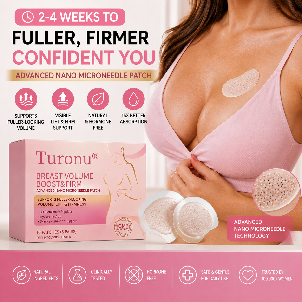🏆Turonu® BREAST VOLUME BOOST & FIRM Advanced Nano Microneedle Patch🎀